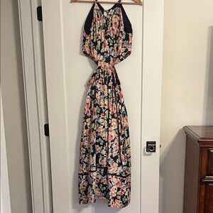 Something Navy Floral Backless Dress - Black and Multicolor